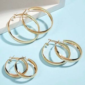 3 Set Gold Minimalist Hoop Earrings